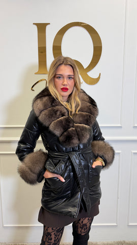 Haina fas cu blana naturala Chantelle Black