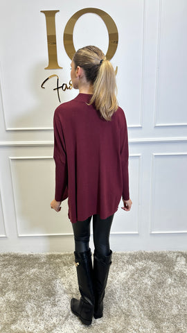 Pulover supradimensionat Flory Bordo