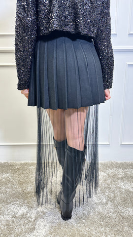 Fusta tricot cu tulle Alanis Black