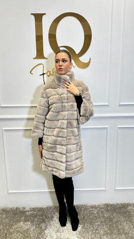 Haina din blana rex cincilla Royal Beige Grey