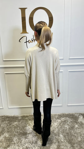 Pulover supradimensionat Flory Beige