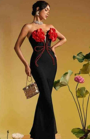 Rochie Beladona Black-Red