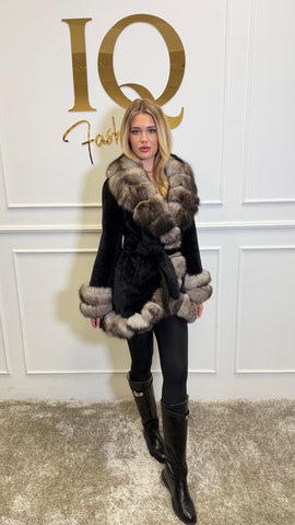 Palton stofa 3/4 alkantara Astoria Black-Grey