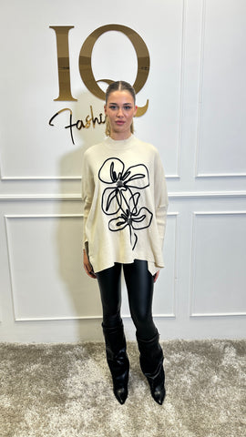 Pulover supradimensionat Flory Beige