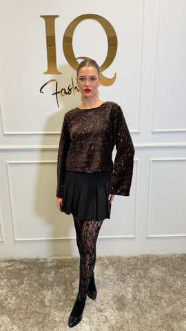 Bluza Hot catifea paiete Brown