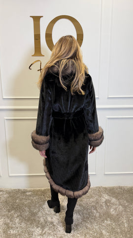 Palton stofa alcantara Astoria Black-Brown