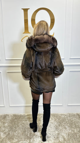 Palton din stofa  Ukraina alkantara Brown