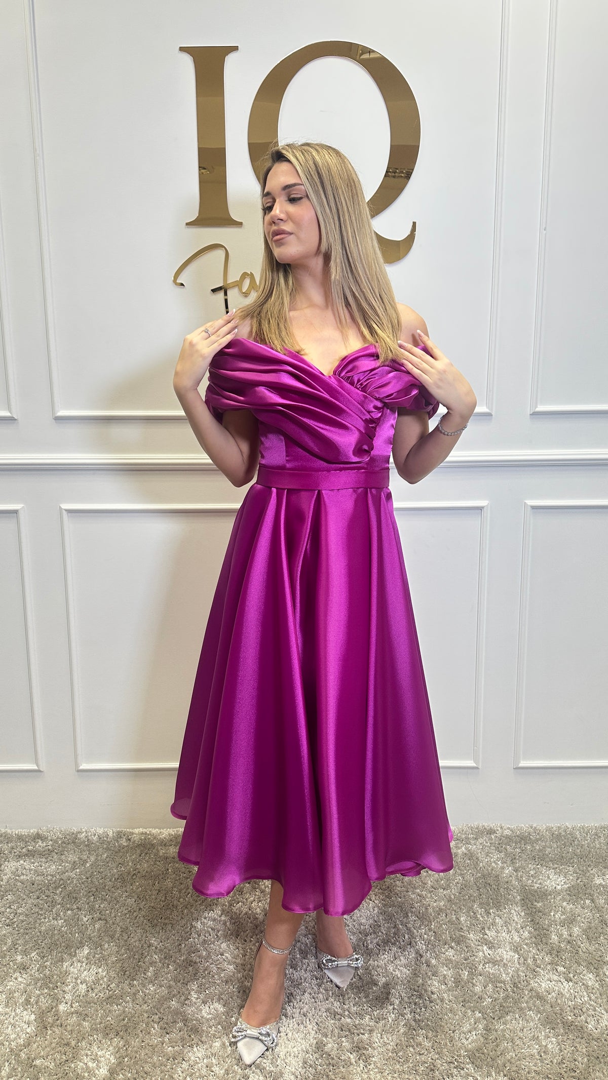 Rochie Vanessy midi  Fuchsia