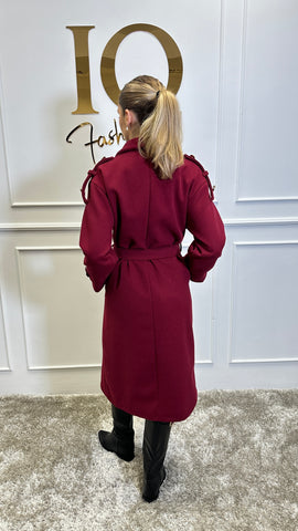 Pardesiu cu epoleti Trendy Bordo