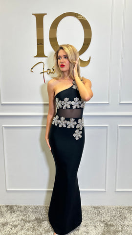 Rochie Silver Flower Black