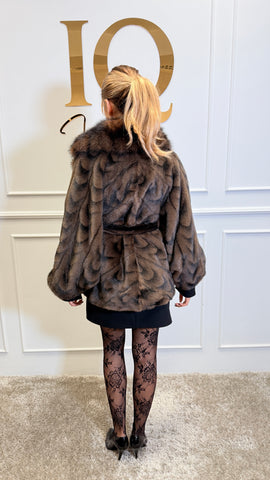 Palton din stofa alkantara Butterfly Lux Brown