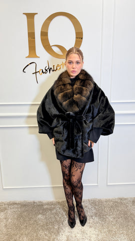 Palton din stofa alkantara Butterfly Black