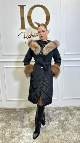 Haina fas cu blana naturala Leyla Black Gold