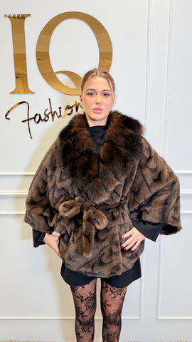 Palton din stofa alkantara Butterfly Lux Brown