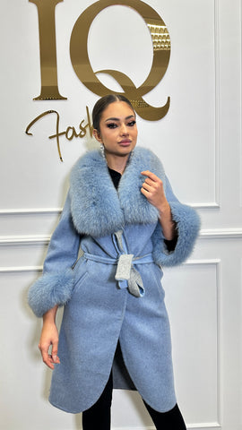 Palton alpaka Ami Baby Blue