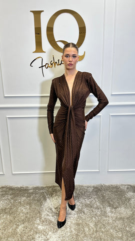 Rochie maneca Serabellina Brown