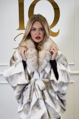 Palton din stofa alkantara Butterfly White