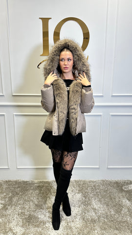 Geaca blana artificiala Florencia Beige