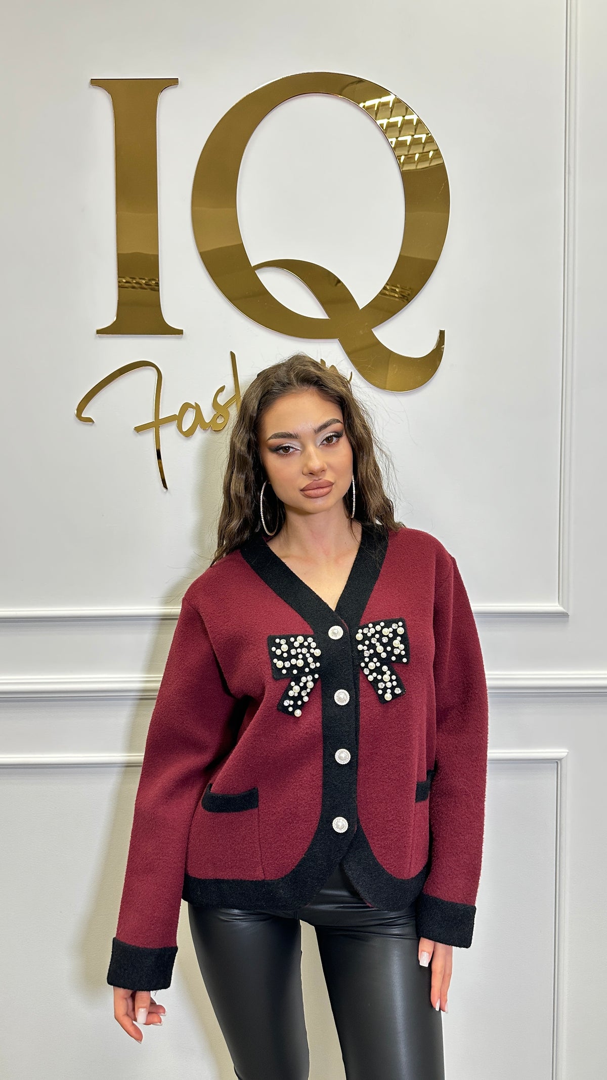 Jacheta tricot Valiana Burgundy