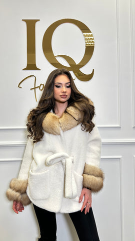 Palton din lana alcantara Ukraine Cream-Beige