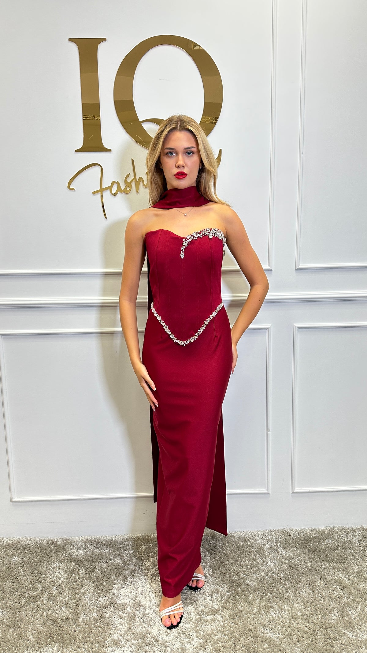 Costum corset cu fusta Gizelle  Bordo