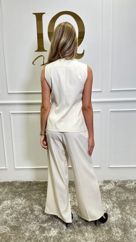Costum vesta cu pantaloni Annya Beige