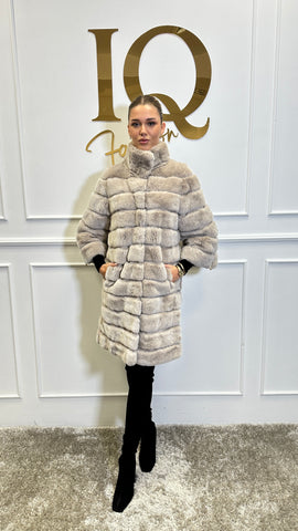 Haina din blana rex cincilla Royal Beige Grey