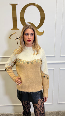 Pulover paiete Yasmine Beige