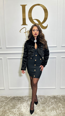 Bolero blana artificaiala Emina Black