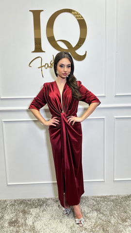 Rochie Sara maneca Bordo