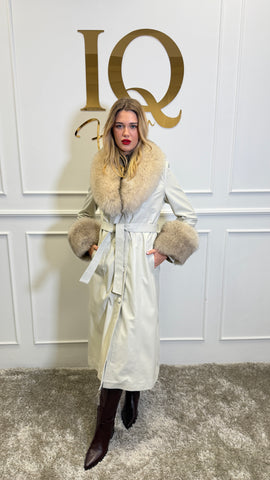 Pardesiu piele Antheea Cream