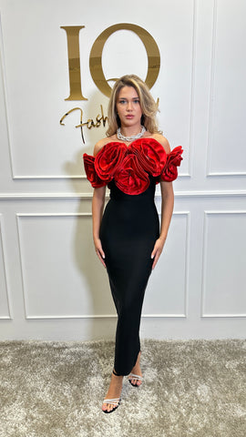 Rochie Anemarie Black-Red