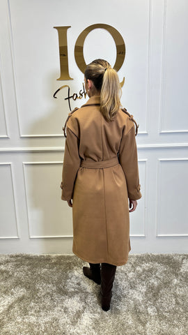 Pardesiu cu epoleti Trendy Camel