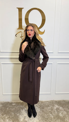 Palton lana cashmir nasturi Elaria Chocollate