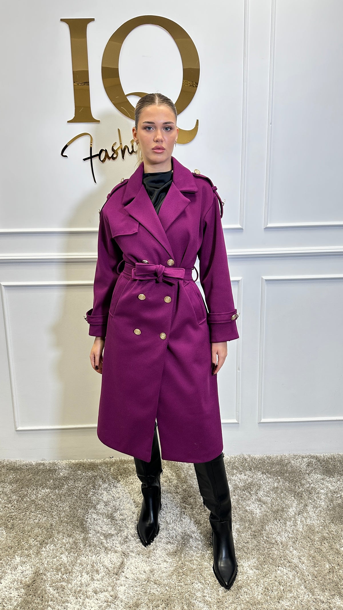 Pardesiu cu epoleti Trendy Magenta