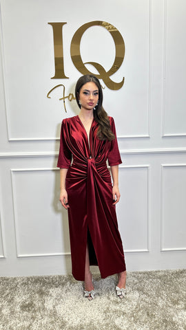 Rochie Sara maneca Bordo