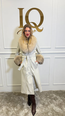 Pardesiu piele Antheea Cream