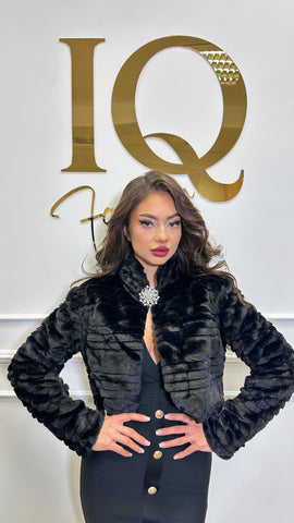 Bolero blana artificaiala Emina Black