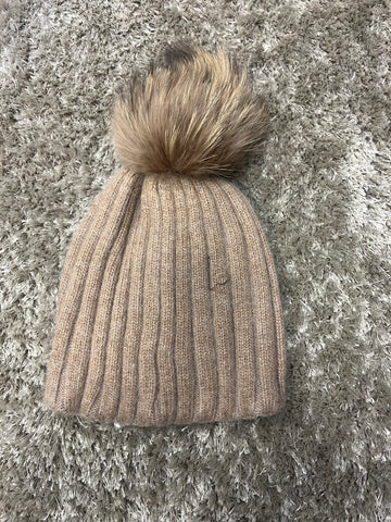 Sapca pompon natural Ellis Beige