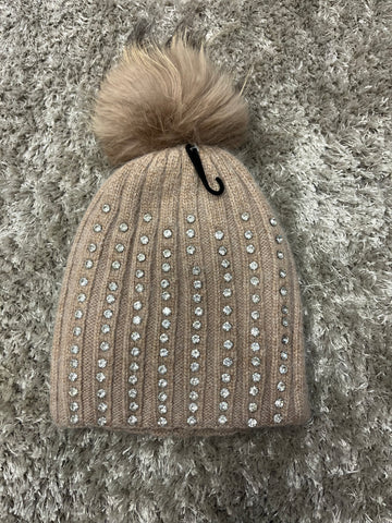 Sapca pompon natural Ellis Beige