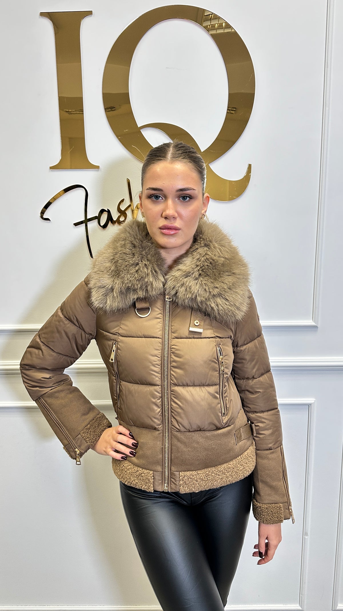 Geaca fas tip cojoc Carmella Camel