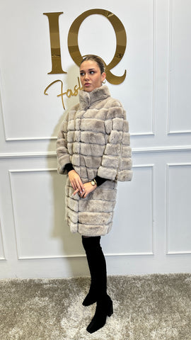 Haina din blana rex cincilla Royal Beige Grey