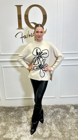 Pulover supradimensionat Flory Beige