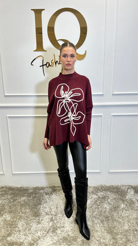 Pulover supradimensionat Flory Bordo