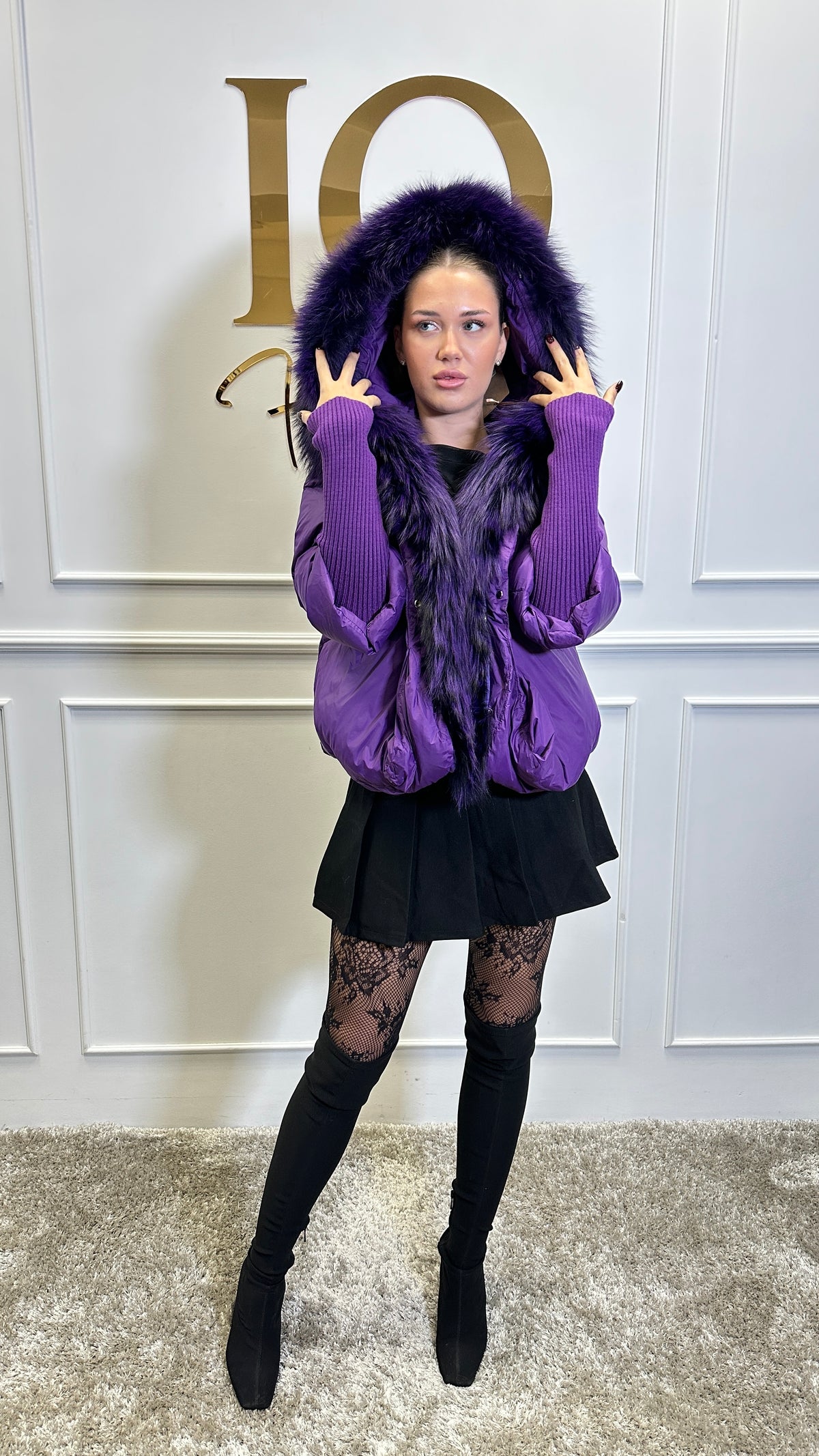 Geaca puf si blana naturala Verona Purple