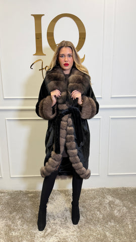 Palton stofa alcantara Astoria Black-Brown