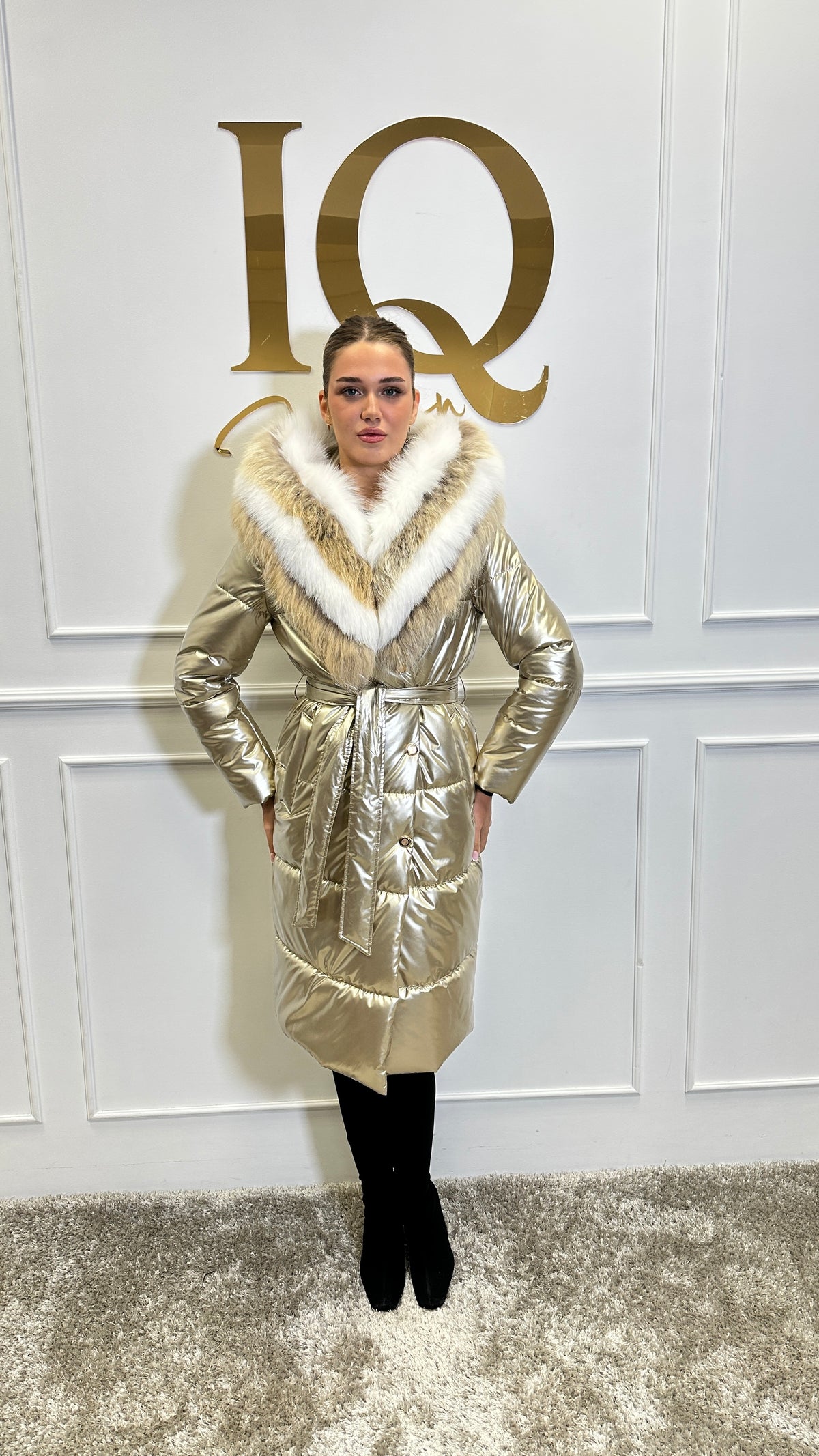 Haina fas cu blana naturala Luxurya Beige