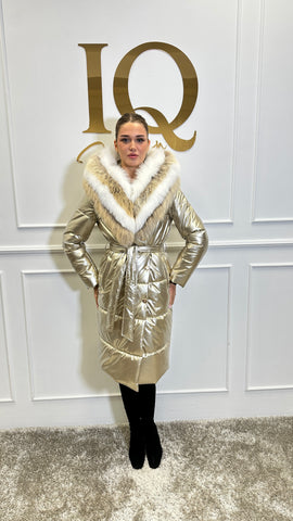 Haina fas cu blana naturala Luxurya Beige