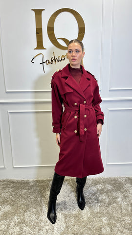 Pardesiu cu epoleti Trendy Bordo