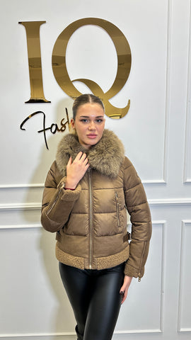 Geaca fas tip cojoc Carmella Camel